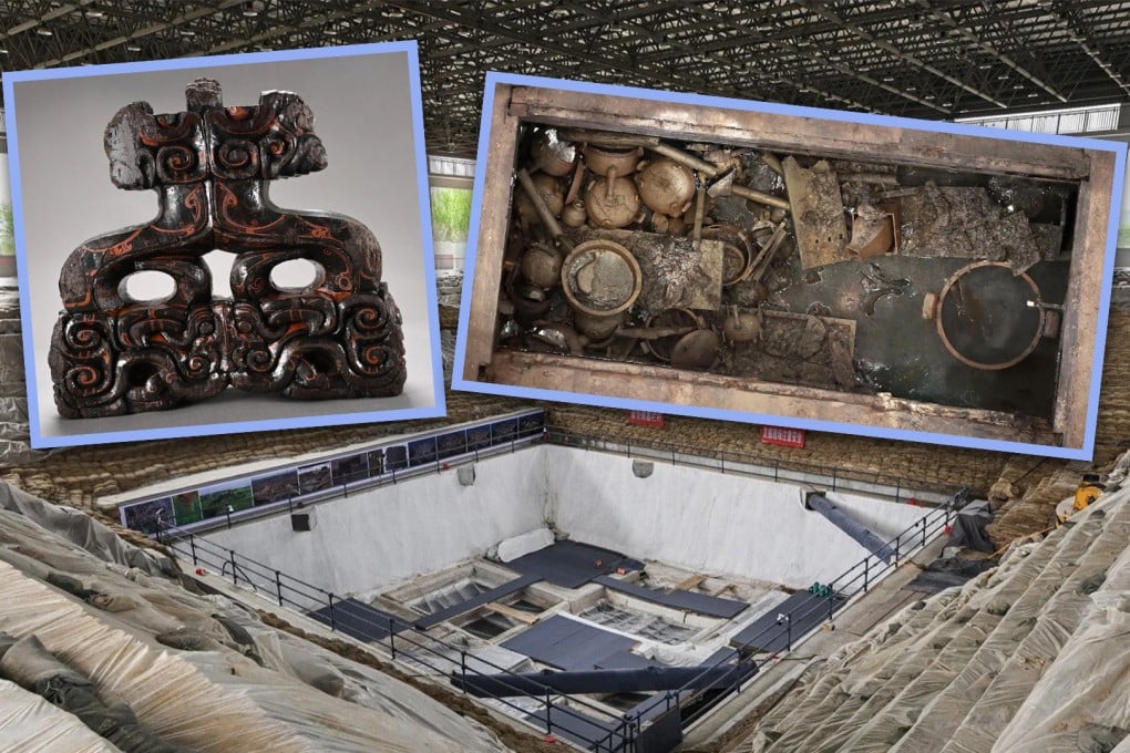 Researchers discovered an intricately designed tomb dating back 2,200 years from the Chu state, possibly intended for a king. Photo: SCMP composite/Xinhua