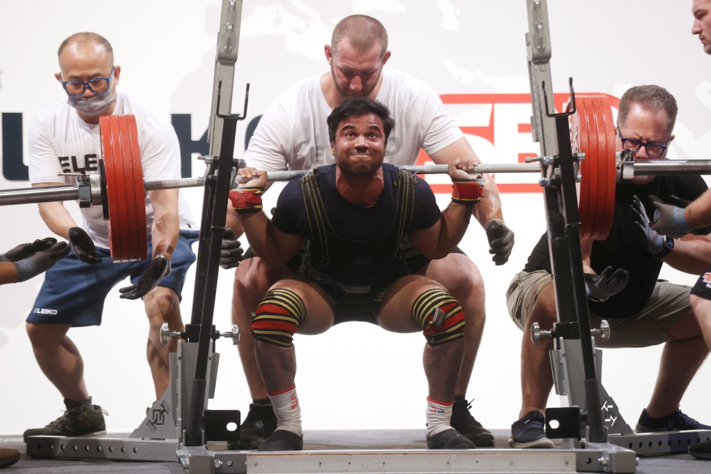 India’s Vaibhav Thorat competes in the men’s deadlift at the Asian Equipped Powerlifting Championship/Asian University Cup. Photo: Jonathan Wong