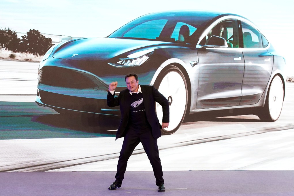 Tesla CEO Elon Musk dances onstage during a delivery event for the company’s China-made Model 3 cars in Shanghai on January 7, 2020. Photo: Reuters