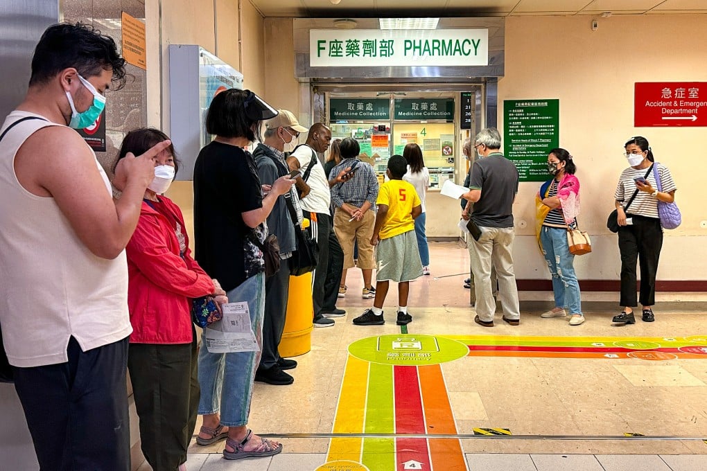 Patients wait to collect their medicines at the pharmacy department at Queen Elizabeth Hospital in Jordan. Photo: Jelly Tse