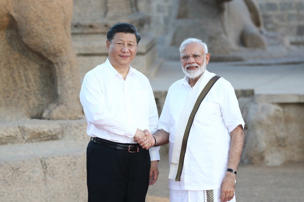 President Xi Jinping with Indian Prime Minister Narendra Modi in Chennai, India, on October 11, 2019. Photo: Xinhua/Zuma Press/TNS