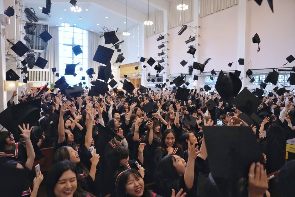 Graduates celebrate at the Chinese University of Hong Kong on November 9, 2023. Photo: Elson Li