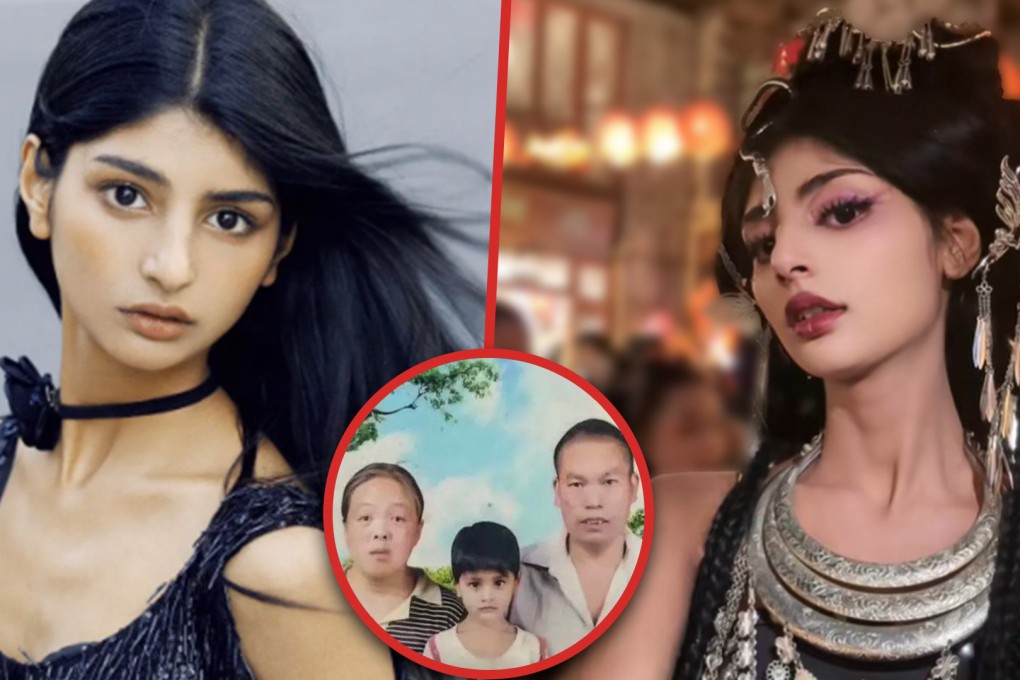 A woman of Pakistani descent, who was adopted by a couple from China after they found her abandoned on the street while they worked in the country of her birth, is making major waves on mainland social media. Photo: SCMP composite/Douyin