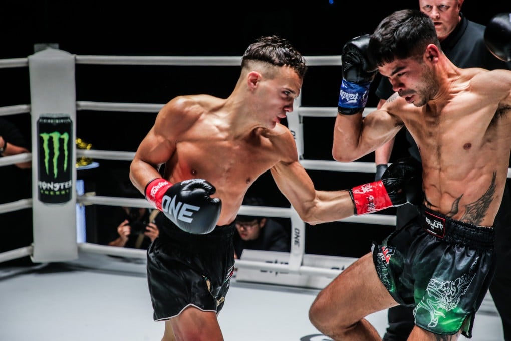 Jonathan Di Bella, shown punching Danial Williams at ONE Fight Night 15, has never lost a fight but has never fought Prajanchai. Photo: ONE Championship