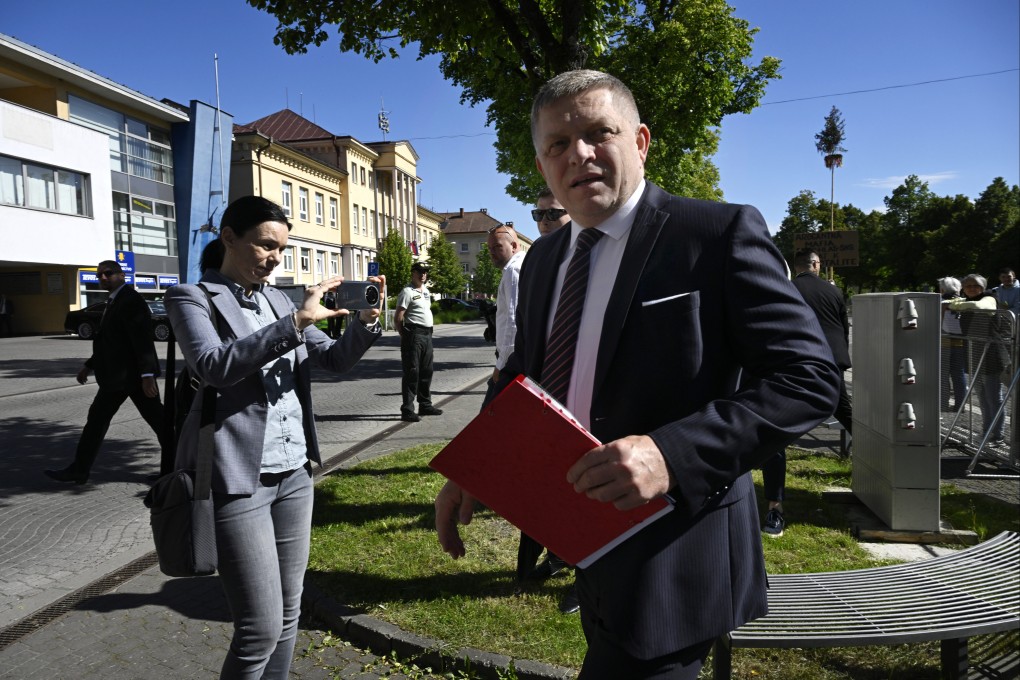 Slovakia’s Prime Minister Robert Fico arrives for a cabinet session in the town of Handlova. Photo: AP