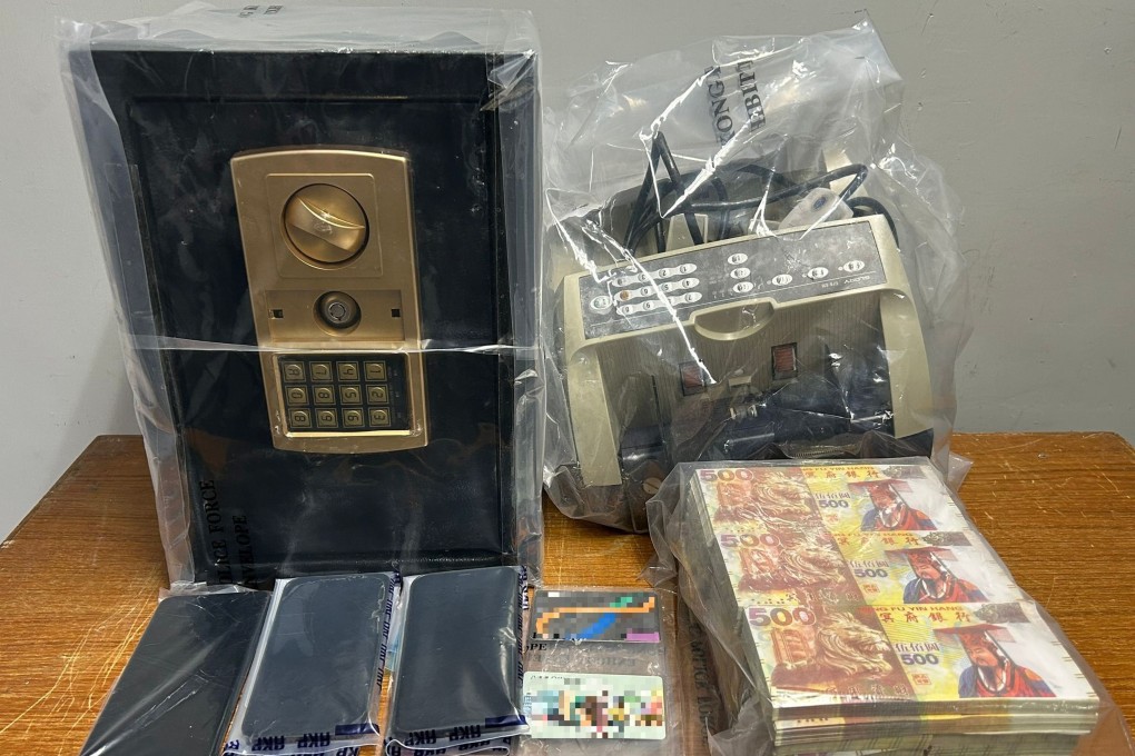 Police seized “hell money”, a safe and a  banknote counting machine from the shop. Photo: Handout