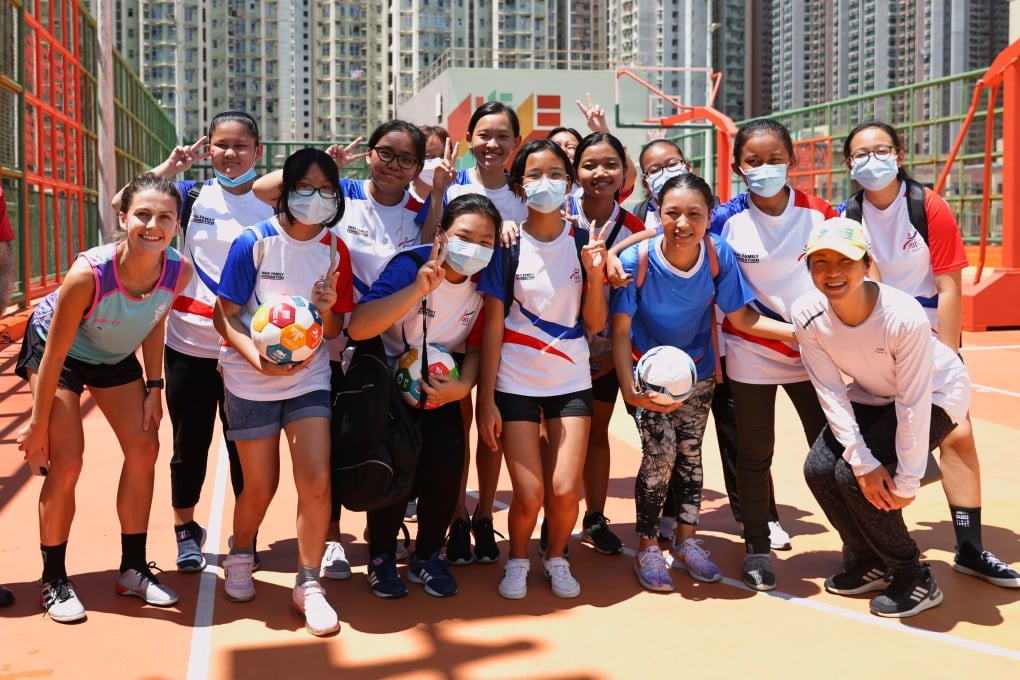 On August 21, 2021, Hong Kong charity WISE HK (Women in Sports Empowered) runs sport coaching classes for students from the Integrated Brilliant Education Limited, an institution which aims to serve students from non-Chinese-speaking
communities. Photo: Dickson Lee