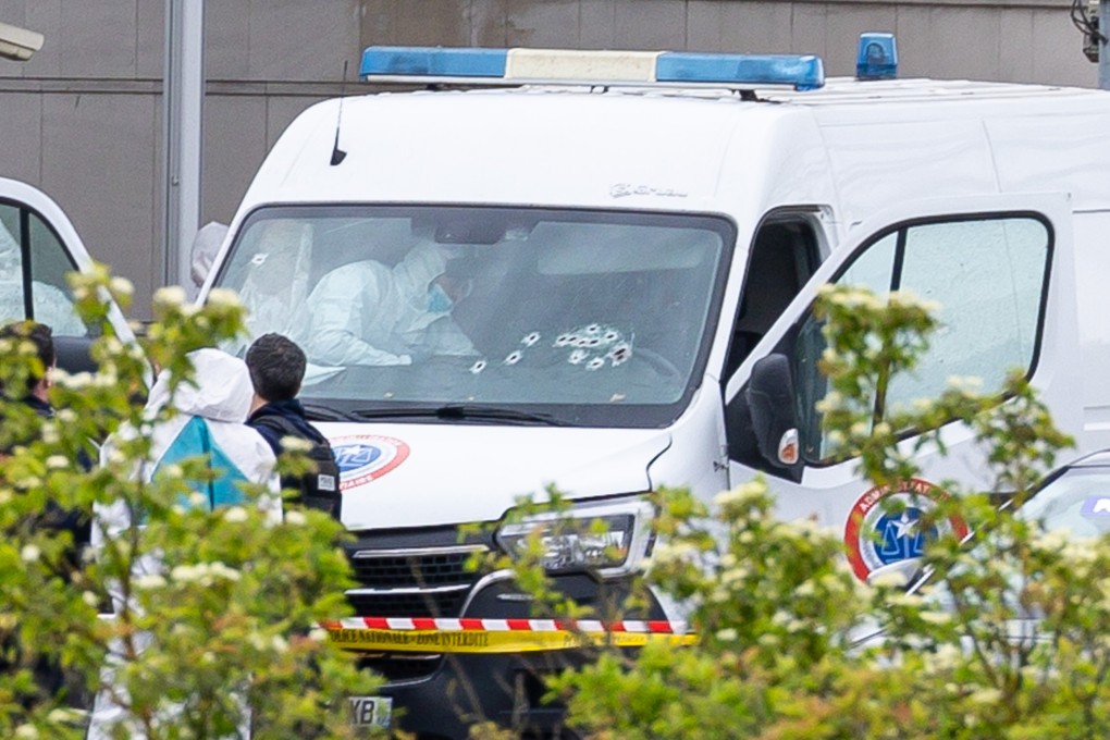 A police forensics team at the scene of the ambush  in Incarville, France on Tuesday. Photo: EPA-EFE