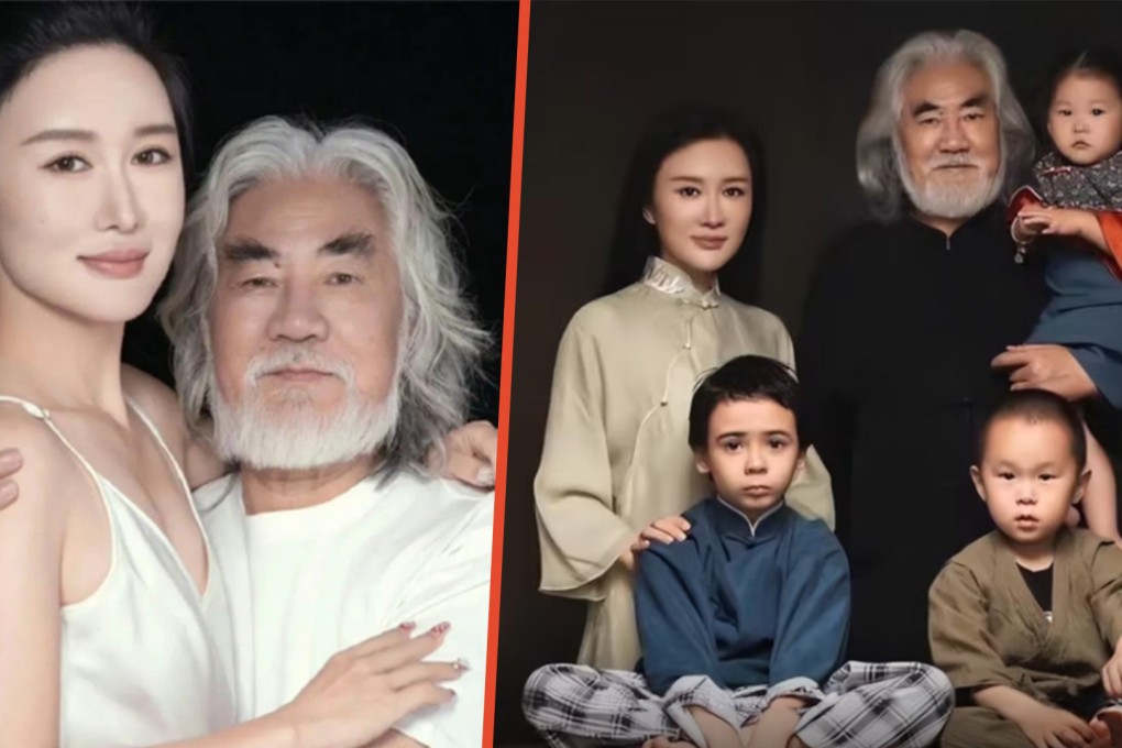 Famous China film producer, Zhang Jizhong, 72, is about to have his fifth child with his wife who is 30 years younger, and the age gap between them has sparked a social media debate. Photo: SCMP composite/Douyin