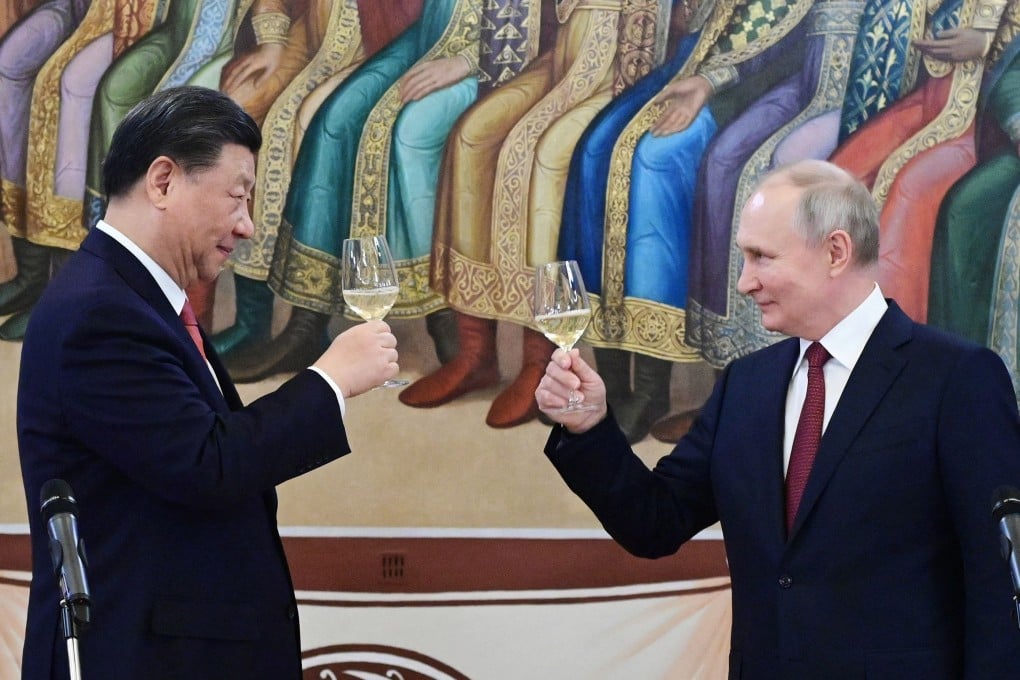 Chinese President Xi Jinping and Russian President Vladimir Putin make a toast following their talks in Moscow on March 21 last year. Photo: AFP/Getty Images/TNS