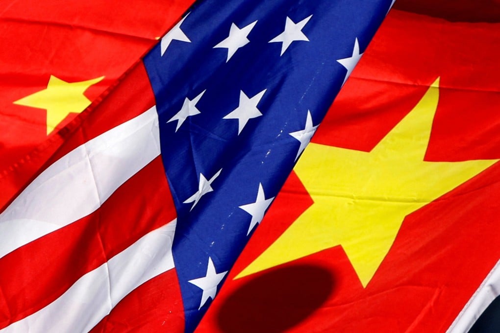 The flags of the United States and China at a hotel in Beijing. File photo: Reuters