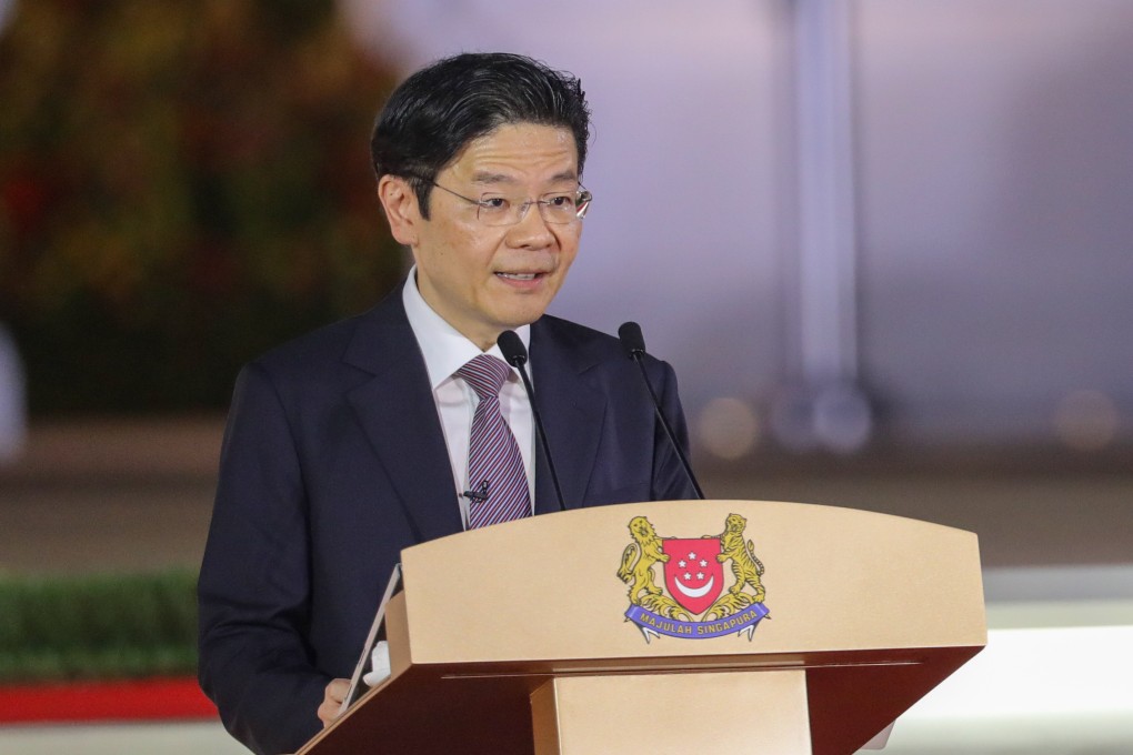 Singapore’s new Prime Minister Lawrence Wong speaks during a swearing-in ceremony held at Istana on Wednesday. Photo: Ministry of Communications and Information of Singapore/Handout via Xinhua