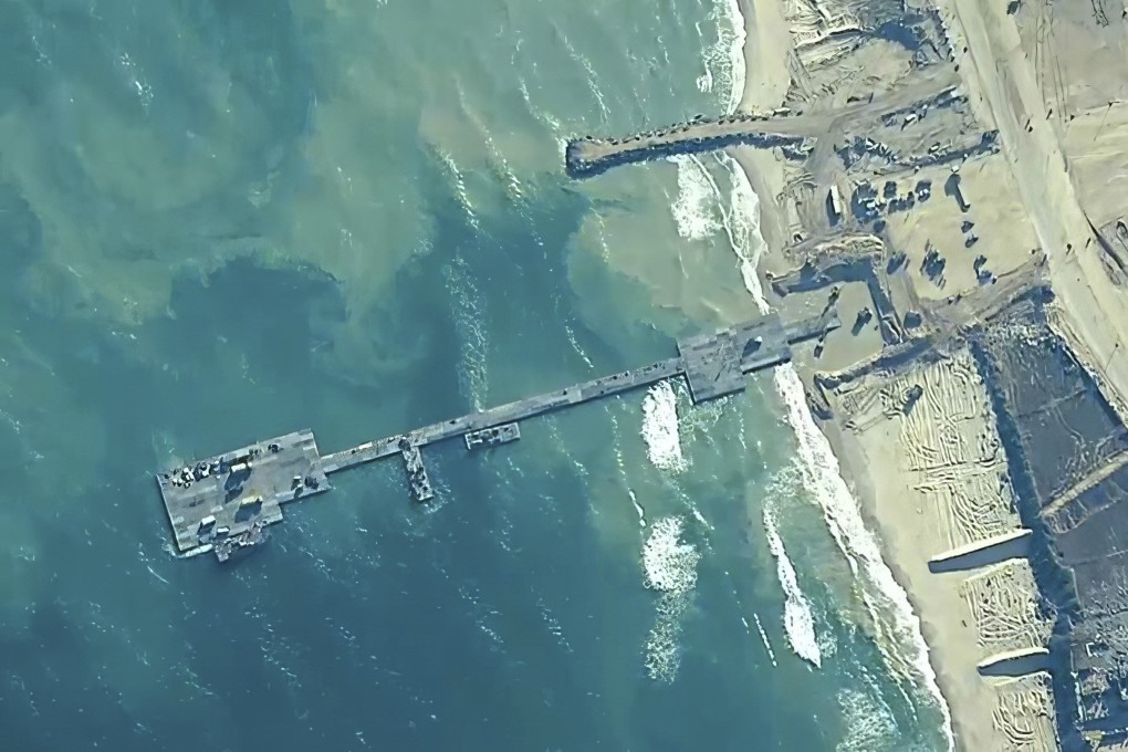 The US military finished installing the floating pier on Thursday. Photo: US Central Command via AP