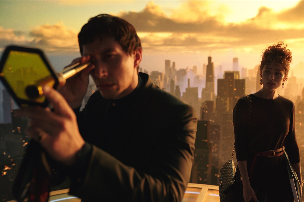 Adam Driver (left) and Nathalie Emmanuel in a still from Megalopolis (category to be confirmed), directed by Francis Ford Coppola. Giancarlo Esposito co-stars.