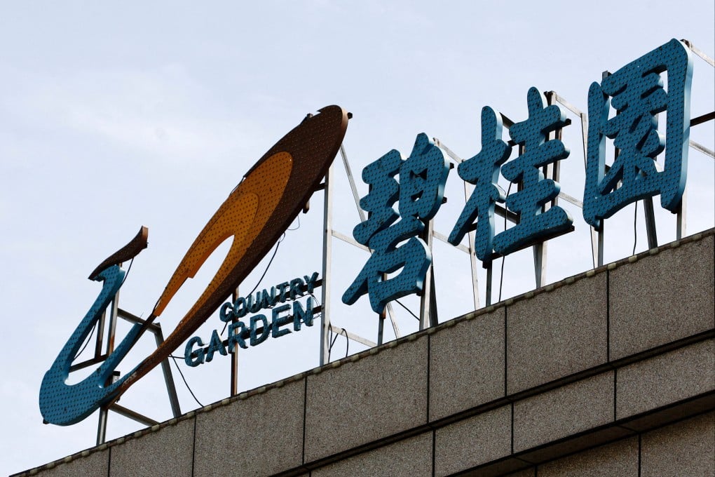 Chinese developer Country Garden’s logo atop its building in Tianjin in August 2023. Photo: Reuters