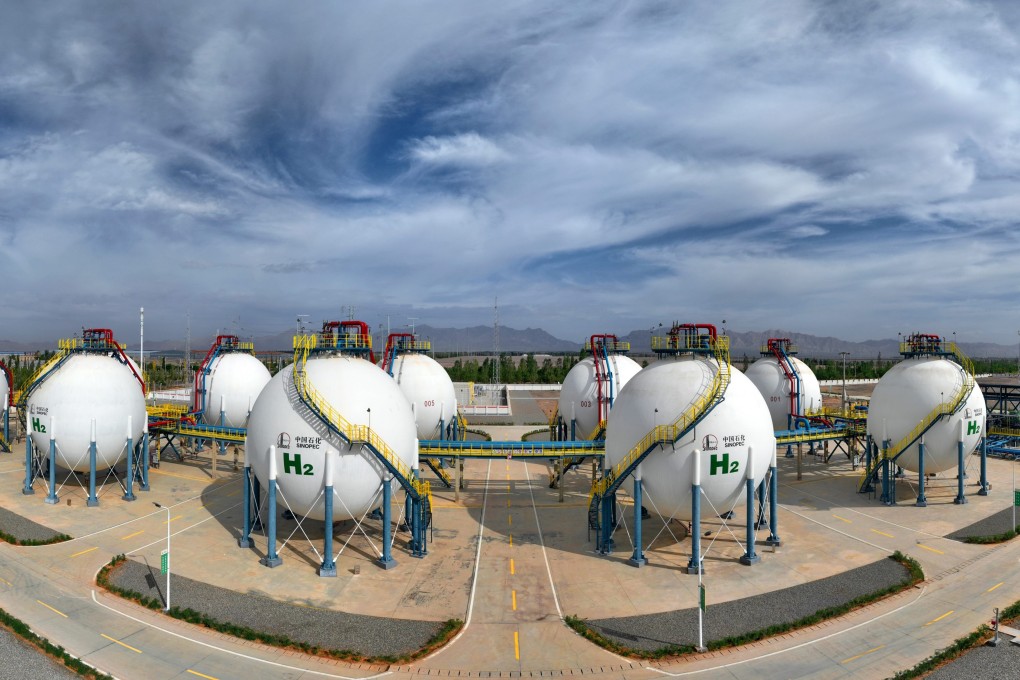 Hydrogen storage tanks at the mega green hydrogen plant in Kuqa, in China’s Xinjiang Uygur autonomous region. Photo: VCG via Getty Images