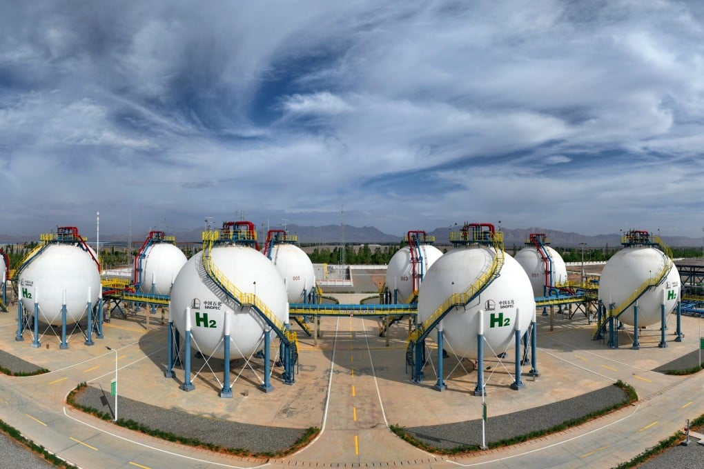 Hydrogen storage tanks at the mega green hydrogen plant in Kuqa, in China’s Xinjiang Uygur autonomous region. Photo: VCG via Getty Images