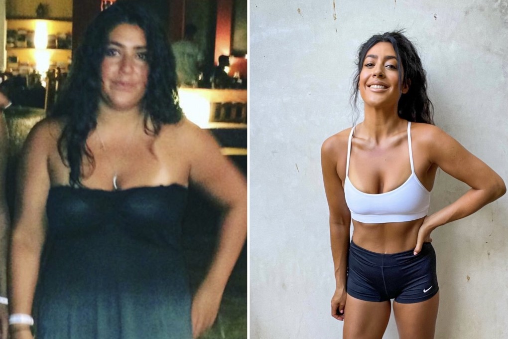 Aged 33, Kiki Nelson weighed 88kg, with 43 per cent body fat (left); within 14 months of adopting a plant-based lifestyle, she lost 32kg. Seven years on, she has kept it off and weighs about 53kg (right).
Photo: Kiki Nelson
