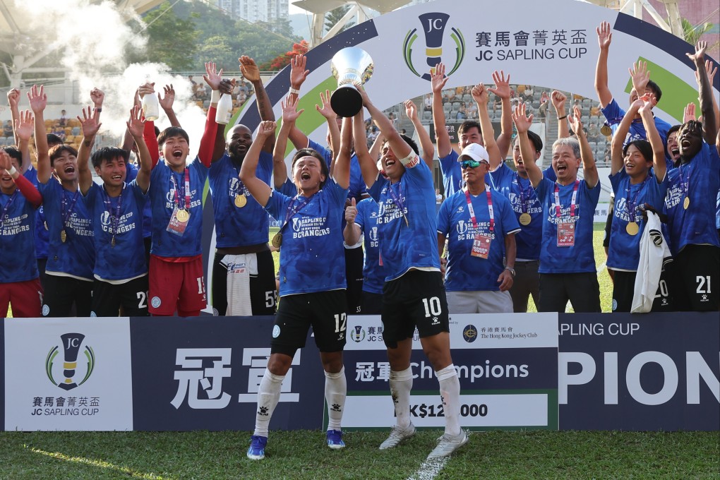 Lam Ka-wai (front right) will leave BC Rangers after leading them to victory over Kitchee in the Sapling Cup on Wednesday. Photo: Edmond So