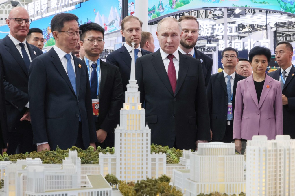 Russian President Vladimir Putin attends the Russia-China Expo in Harbin, northeast China, on Friday. Photo: Sputnik via AFP