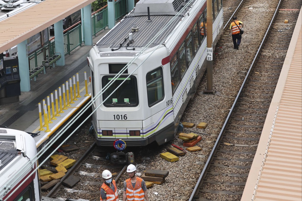 Police say they received a report of a train derailment at 9.43am at Chung Uk Tsuen station. Photo: Edmond So