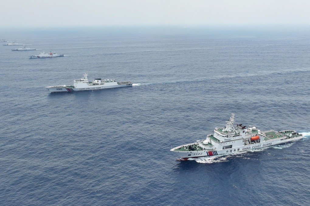 Chinese coastguard vessels patrol the Scarborough Shoal in the disputed South China Sea on May 17. Photo: Xinhua