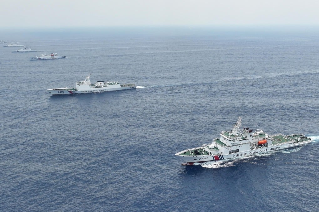 Chinese coastguard vessels patrol the Scarborough Shoal in the disputed South China Sea on May 17. Photo: Xinhua