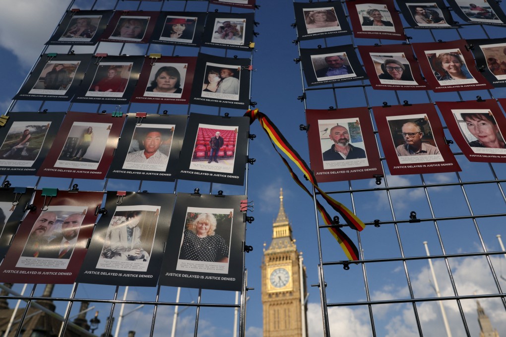 Images of victims of the contaminated blood scandal are displayed during a vigil to remember those that lost their lives, ahead of the release of final report of the Infected Blood Inquiry on Monday, in London. Photo: Reuters