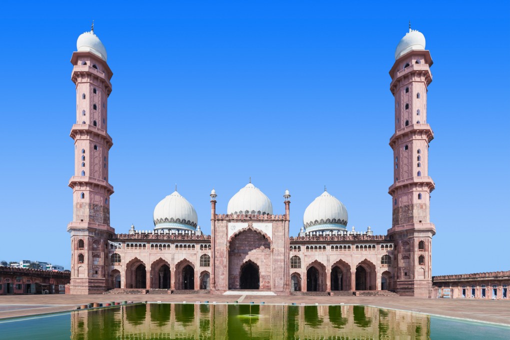 The Taj Al Masjid mosque in Bhopal, India. Unusually for a place of Muslim worship, it includes a prayer room for women. It is one of a series of heritage buildings in Bhopal’s old city built under the rule of a succession of Muslim women viceroys in the 19th century. Photo: Getty Images