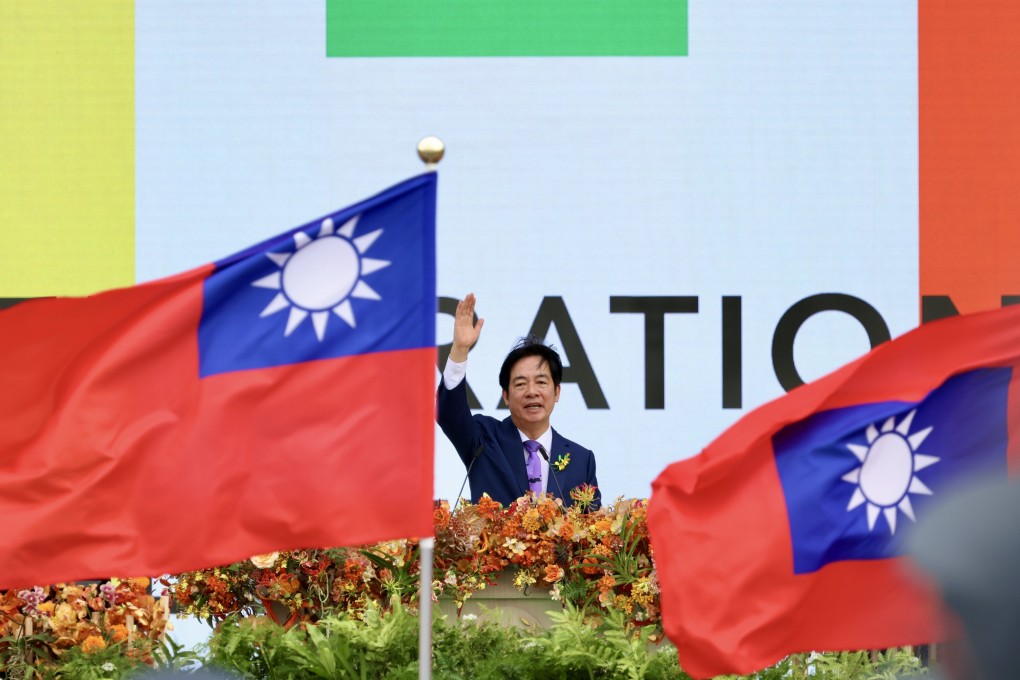 Taiwan President William Lai Ching-te, waves to the crowd during the Taiwan Presidential Inauguration in Taipei on Monday. Photo: EPA-EFE