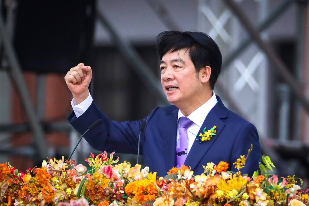 Taiwanese leader William Lai delivers a speech during his inauguration ceremony in Taipei on Monday. Photo: AP