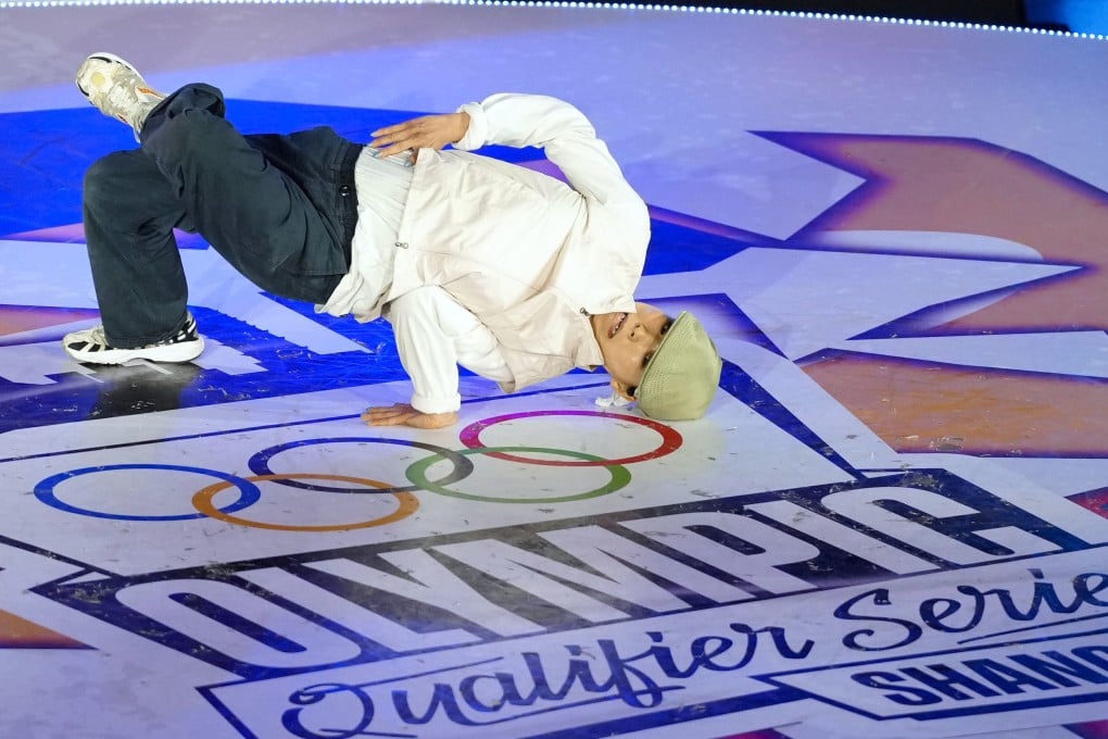 Japan’s Ayumi Fukushima in the women’s breaking final at the Olympic qualifier series in Shanghai this week. Photo: Kyodo