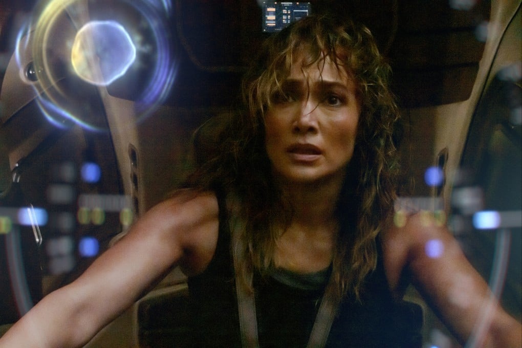 Jennifer Lopez as Atlas Shepherd in a still from Atlas, directed by Brad Peyton and co-starring Simu Liu. Photo: Netflix