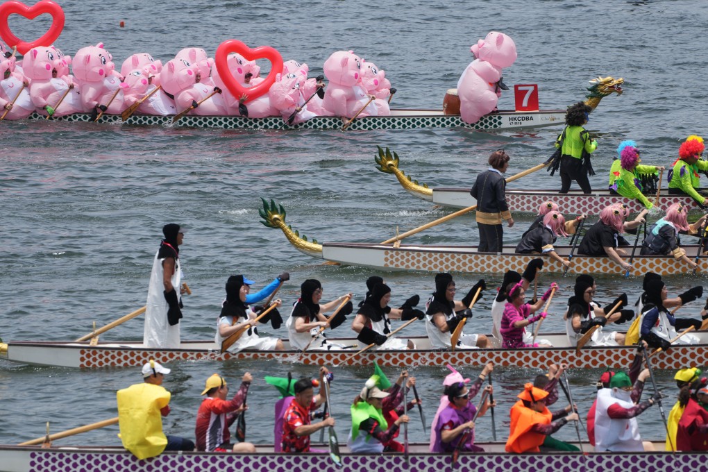 Paddlers join the fancy dress competition at last year’s Hong Kong International Dragon Boat Races. Photo: Sam Tsang