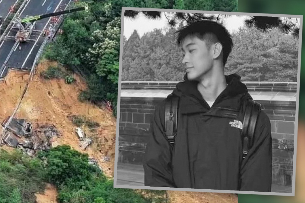 Teachers and schoolmates of a university student who perished in a road collapse tragedy in southern China have paid tribute to their friend in a moving obituary. Photo: SCMP composite/QQ.com/Weibo