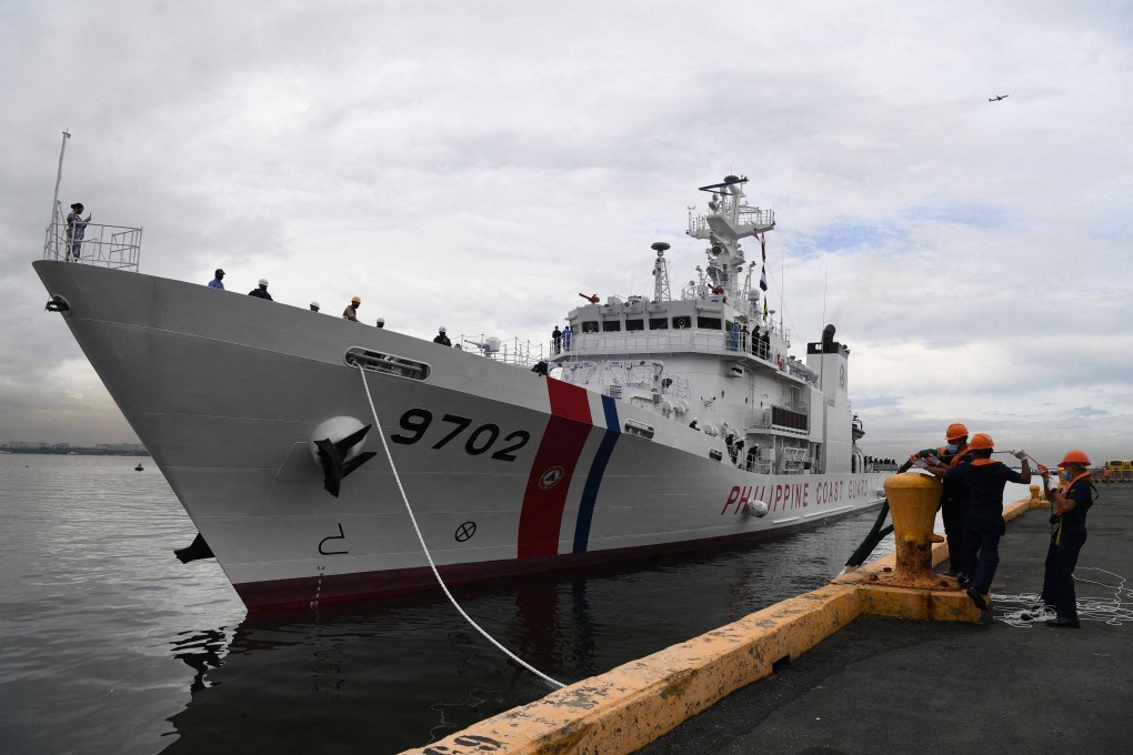 The Philippines’ new military vessel, the BRP Melchora Aquino, arrives from Japan at the international port in Manila in 2022. Photo: AFP