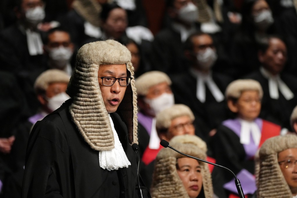 Hong Kong Bar Association chairman Victor Dawes speaks at a January  ceremony at City Hall launching the legal year. Photo: Elson Li