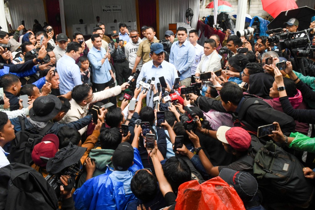 Indonesian president-elect Prabowo Subianto speaks to the media in Bogor, West Java. Photo: Reuters