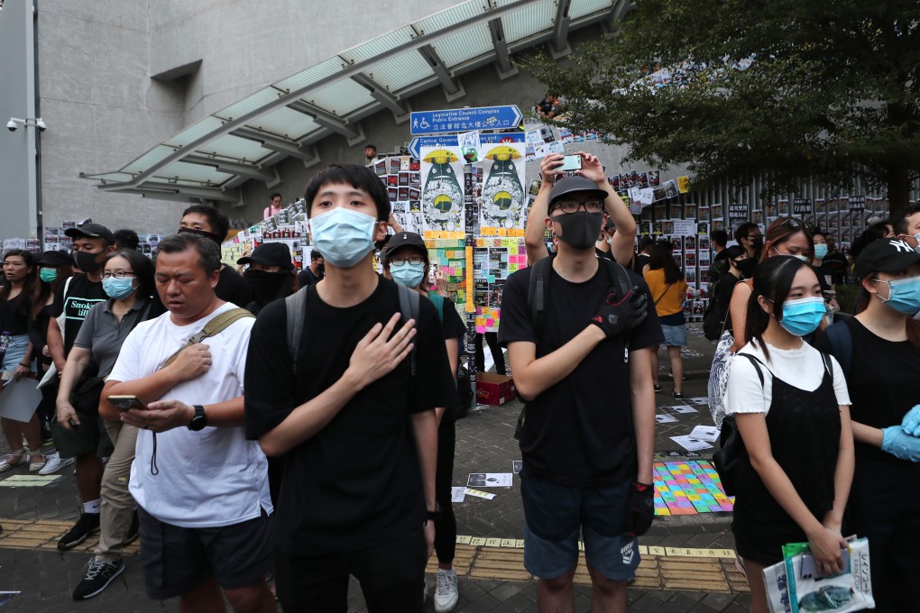 Protestors singing in 2019. YouTube has blocked Hong Kong-based users from accessing Dgxmusic’s versions of the protest tune. Photo: Sam Tsang