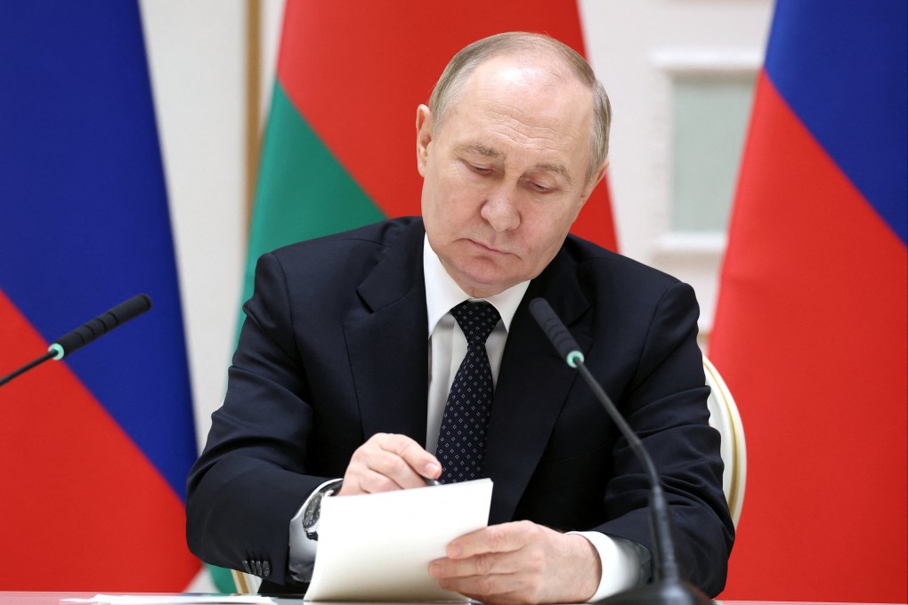 Russian President Vladimir Putin attends a press briefing in Minsk, Belarus, on May 24. Photo: Reuters