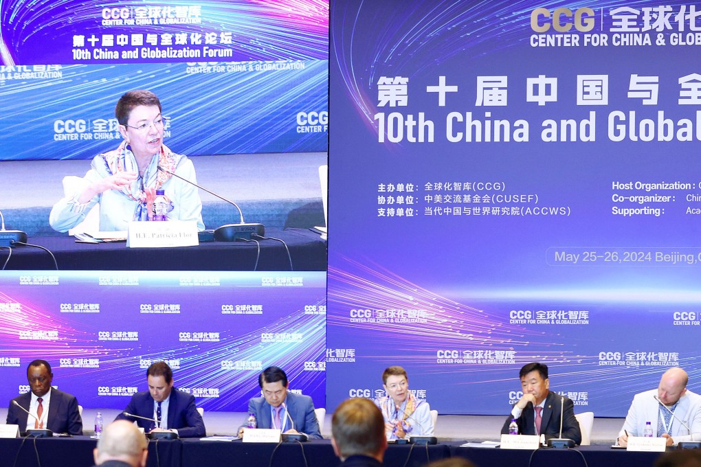 German ambassador  Patricia Flor addresses the envoys’ round table in Beijing. Photo: Centre for China and Globalisation