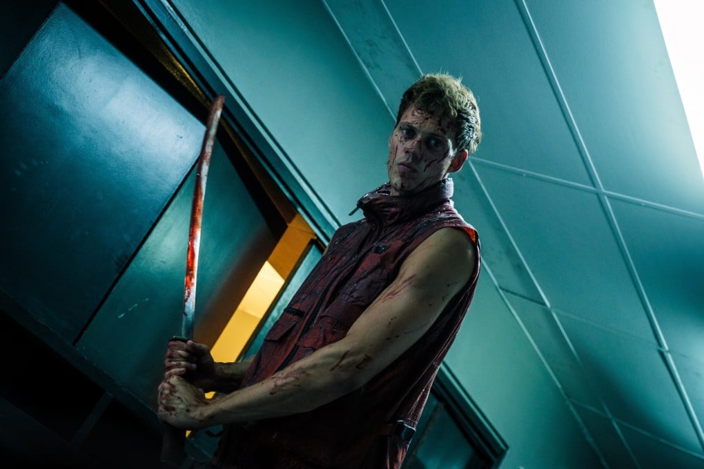Bill Skarsgard in a still from Boy Kills World (category III), directed by Moritz Mohr and co-starring Famke Janssen.