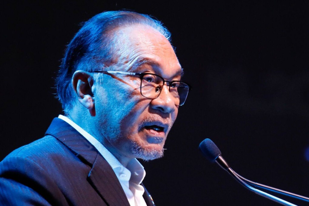 Malaysia’s Prime Minister Anwar Ibrahim speaking during the KL20 Tech Forum in Kuala Lumpur. Photo: Bloomberg