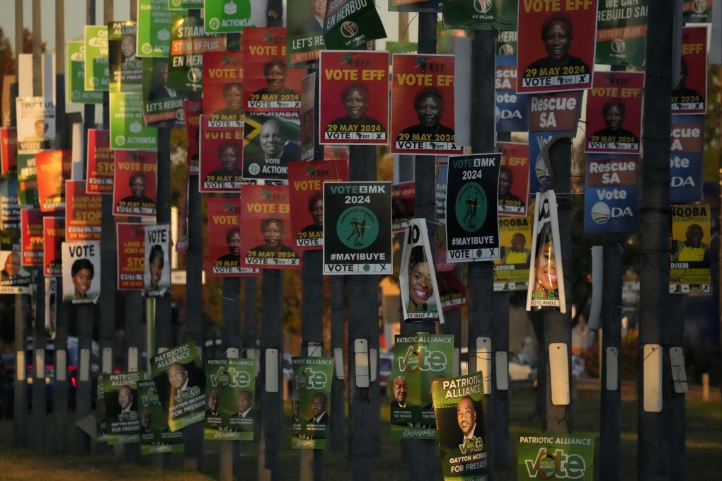 An array of election posters in Pretoria, South Africa. Photo: AP