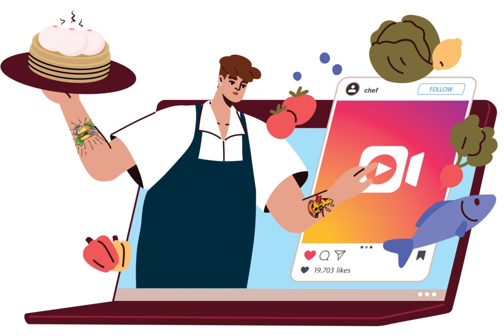 Emmett Chow, who disappointed his parents when he decided to become a chef, communes with his ChowFans on Instagram, perfecting his chilli crisp recipe and dreaming about his Hong Kong trip. Illustration: Kevin Wong