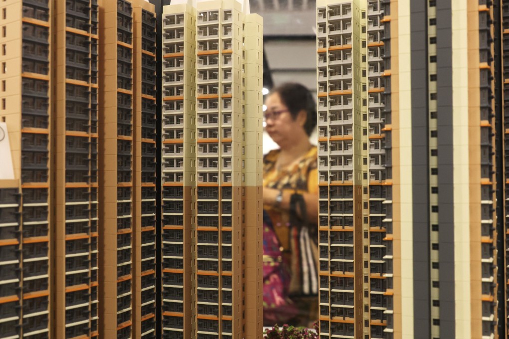 A scale model of Home Ownership Scheme sale flats is seen at the Housing Authority Customer Service Centre in Lok Fu on August 13. Photo: Yik Yeung-man