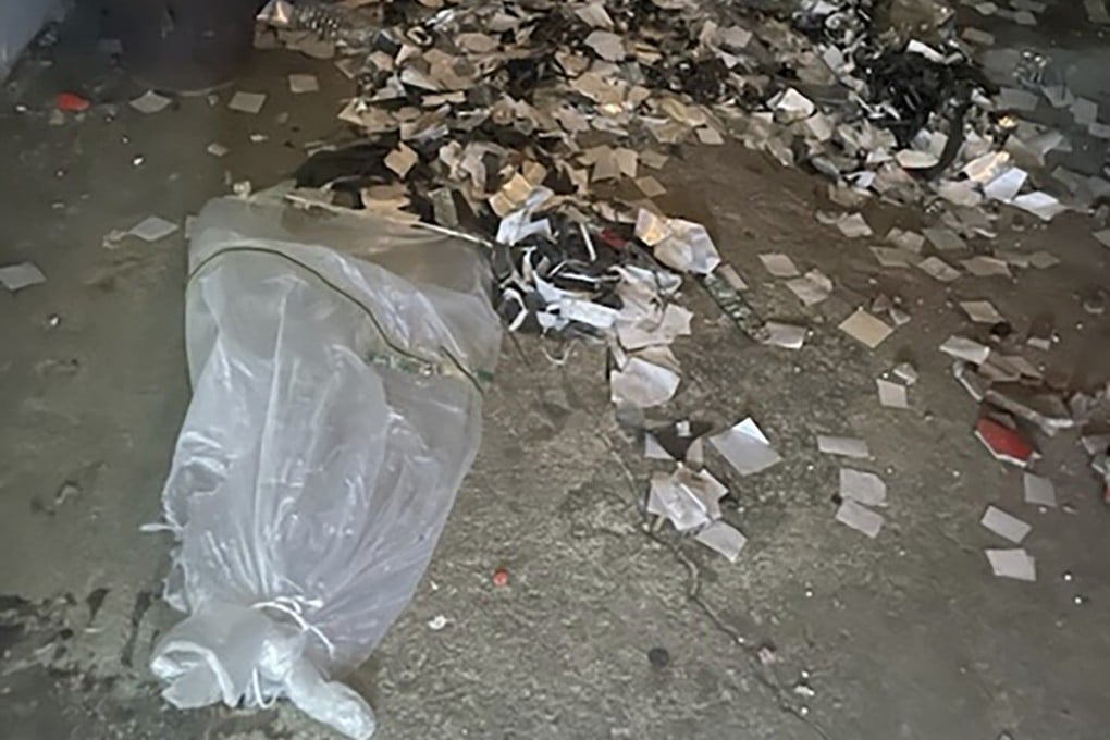 Trash from a balloon presumably sent by North Korea is seen in Seoul on Wednesday in this photo provided by South Korea’s Defence Ministry. Photo: South Korea Presidential Office via AP