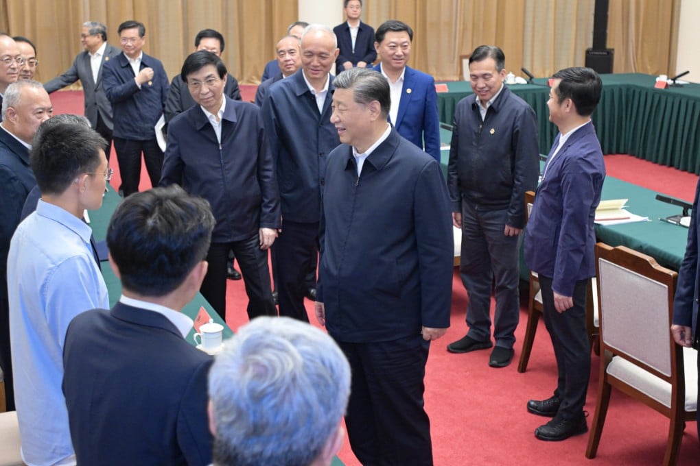 President Xi Jinping with representatives from businesses and academia attending a symposium in Jinan, Shandong province. Photo: Xinhua