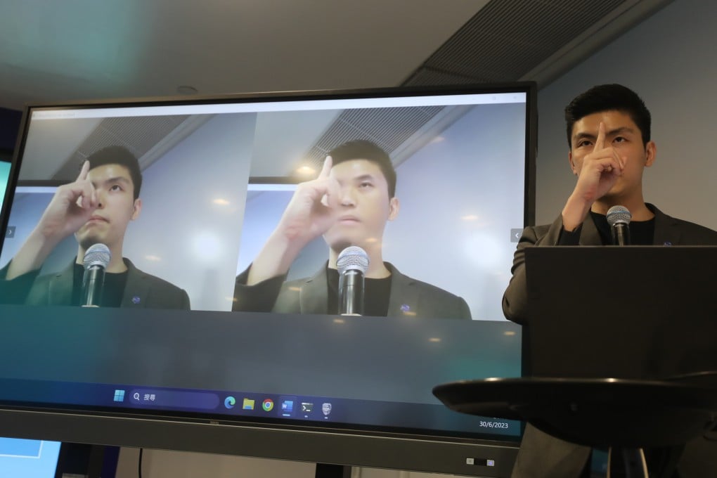 A Hong Hong police officer demonstrates how to tell and prevent AI-related deceptions at a press briefing on June 30 last year. While deepfakes are a formidable challenge, a well-prepared organisation doesn’t have to fall victim. Photo: Xiaomei Chen