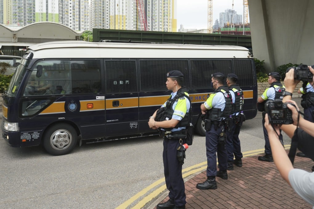 Defendants leave West Kowloon Court in a prison vehicle on Thursday after the verdicts were delivered. Photo: Sam Tsang